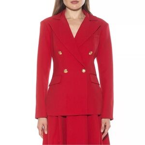 Red Blazer Tailored Double-Breasted Jacket